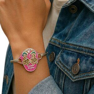 Icon Collection Sugar Skull Enamel Bracelet PInk